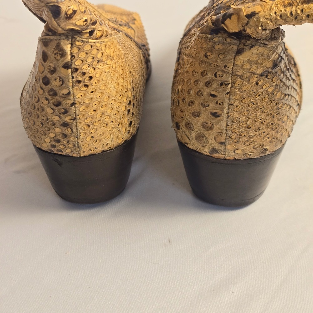 Brass Boot Mens Snakeskin Python Ankle Boots Brown Tan Side Zip 40625 T 9 - Picture 9 of 12